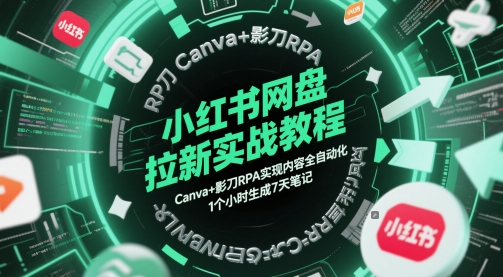 小红书网盘拉新实战教程，Canva+影刀RPA实现内容全自动化，1个小时生成7天笔记 - 副业联盟-副业联盟