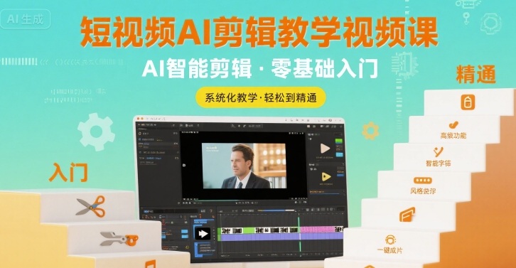短视频AI剪辑教学视频课，入门到精通 - 副业联盟-副业联盟