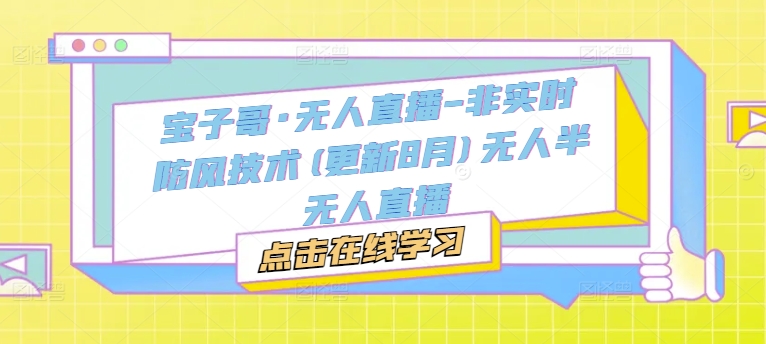 宝子哥·无人直播-非实时防风技术(更新25年7月)无人半无人直播 - 副业联盟-副业联盟