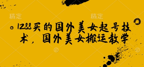 1288买的国外美女起号技术，国外美女搬运教学 - 副业联盟-副业联盟