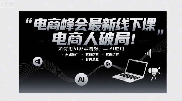 电商峰会最新线下课，电商人破局，如何用AI降本增效，AI应用-全域推广-直播运营-付费流量 - 副业联盟-副业联盟