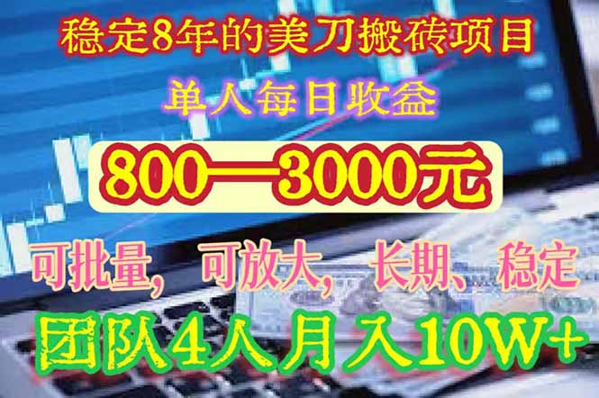 稳定8年的美刀搬砖项目，单人每日收益800—3000.团队4人月入10W+.可线下 - 副业联盟-副业联盟