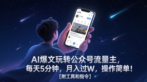 AI爆文玩转公众号流量主，每天5分钟，月入过W，操作简单！【附工具和指令】 - 副业联盟-副业联盟