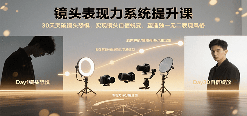 镜头表现力系统提升课，30天突破镜头恐惧实现自信蜕变，塑造独一无二表现风格 - 副业联盟-副业联盟