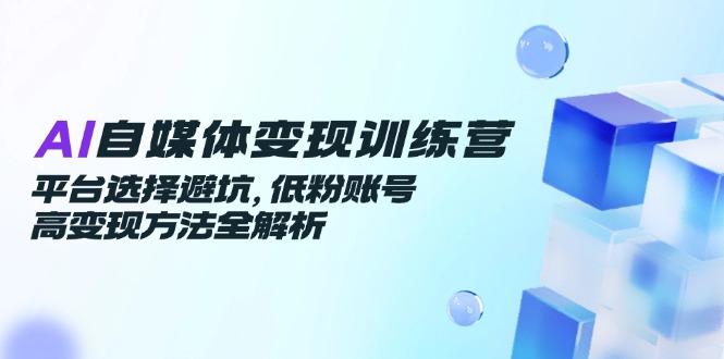 AI自媒体变现训练营，平台选择避坑，低粉账号高变现方法全解析 - 副业联盟-副业联盟
