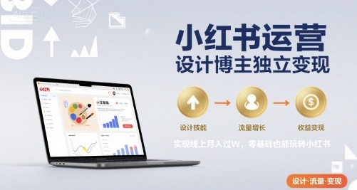 小红书运营设计博主独立变现，实现线上月入过W，零基础也能玩转小红书 - 副业联盟-副业联盟