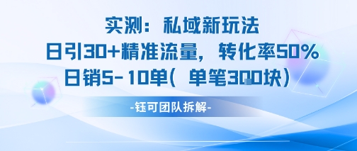 实测私域新玩法日引30加精准流量转化率50%日销5-10单每笔3张 - 副业联盟-副业联盟