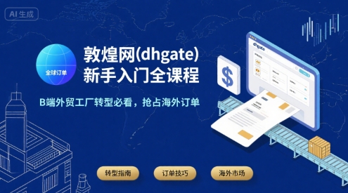 敦煌网(dhgate)新手入门全课程，B端外贸工厂转型必看，抢占海外订单 - 副业联盟-副业联盟