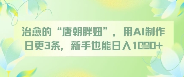 治愈的“唐朝胖妞”，用AI制作日更3条，新手也能日入多张 - 副业联盟-副业联盟