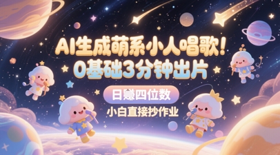 AI生成萌系小人唱歌，0基础3分钟出片，28个作品涨粉8.9W，单条最高19W赞，日入四位数，小白直接抄作业 - 副业联盟-副业联盟