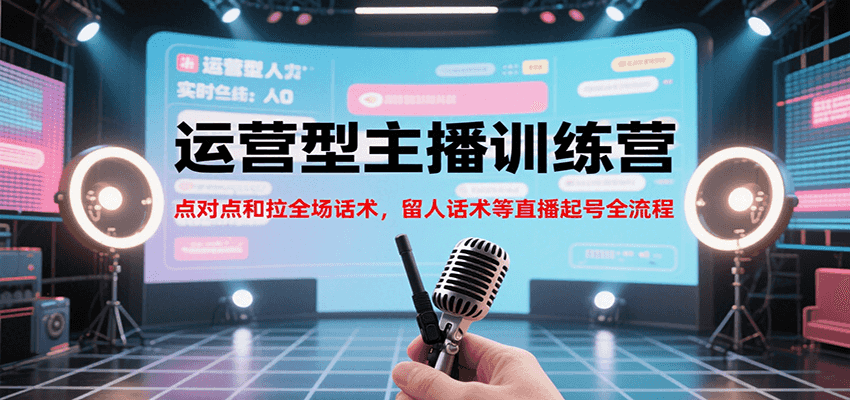 运营型主播训练营，点对点和拉全场话术，留人话术等直播起号全流程(更新7月) - 副业联盟-副业联盟