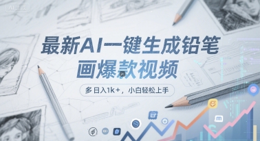 最新AI一键生成铅笔画爆款视频，多平台分发，日 入1k+，小白轻松上手【揭秘】 - 副业联盟-副业联盟