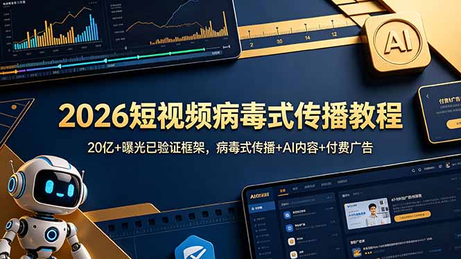 2026短视频病毒式传播教程:20亿+曝光已验证框架,病毒式传播+AI内容+付费广告|副业联盟