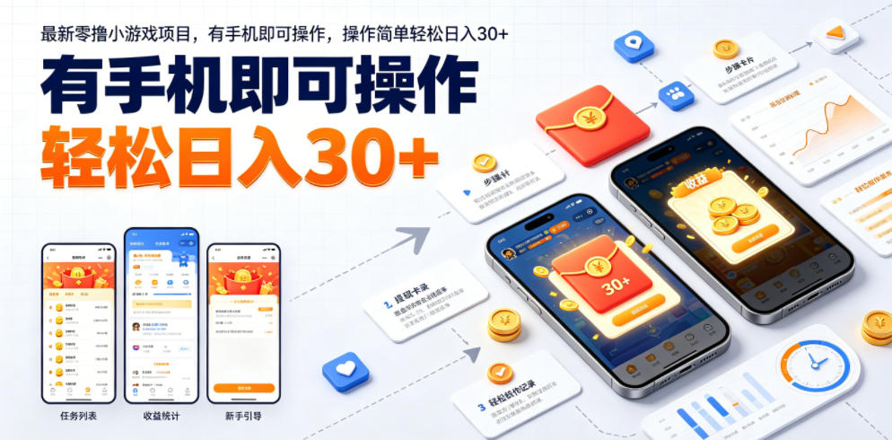 最新零撸小游戏项目,有手机即可操作,操作简单轻松日入30+|副业联盟
