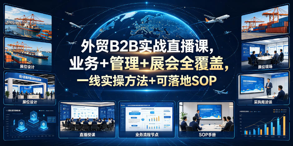 外贸B2B实战直播课,业务+管理+展会全覆盖,一线实操方法+可落地SOP|副业联盟