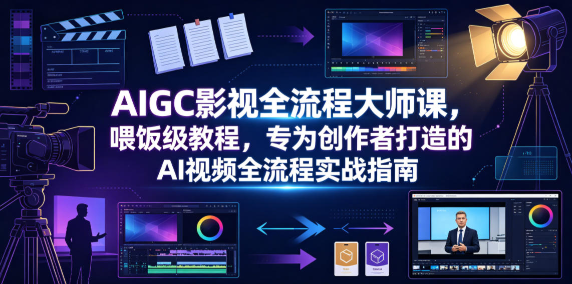 AIGC影视全流程大师课,喂饭级教程,专为创作者打造的AI视频全流程实战指南|副业联盟