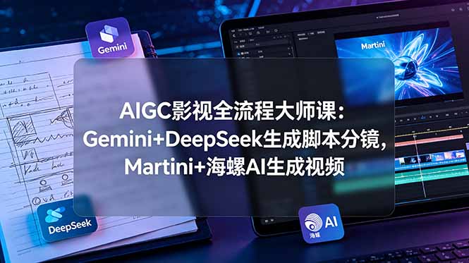 AIGC影视全流程大师课:Gemini+DeepSeek生成脚本分镜,Martini+海螺AI生成视频|副业联盟