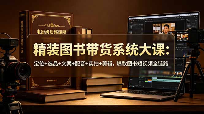 精装图书带货系统大课:定位+选品+文案+配音+实拍+剪辑,爆款图书短视频全链路|副业联盟