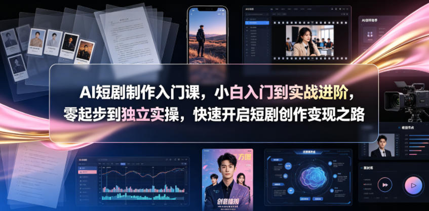 AI短剧制作入门课,小白入门到实战进阶,零起步到独立实操,快速开启短剧创作变现之路|副业联盟