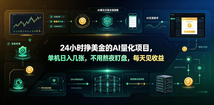 24小时挣美金的AI量化项目,单机日入几十美刀,不用熬夜盯盘,每天见收益【揭秘】|副业联盟
