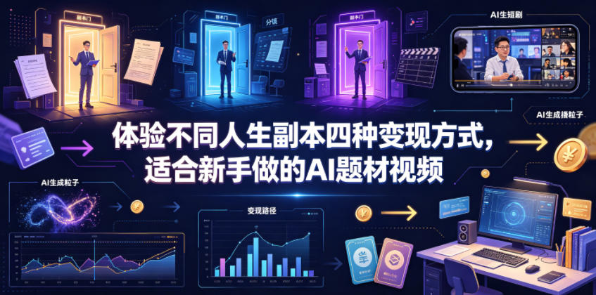 体验不同人生副本四种变现方式,适合新手做的AI题材视频|副业联盟