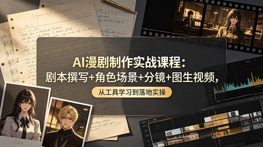 AI漫剧制作实战课程:剧本撰写+角色场景+分镜+图生视频,从工具学习到落地实操|副业联盟