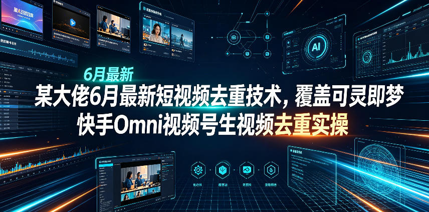 某大佬6月最新短视频去重技术,覆盖可灵即梦快手Omni视频号生视频去重实操|副业联盟