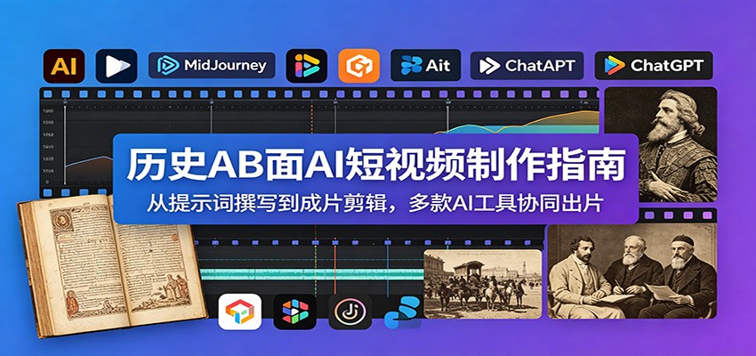 历史AB面AI短视频制作指南:从提示词撰写到成片剪辑,多款AI工具协同出片|副业联盟