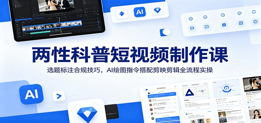 两性科普短视频制作课:选题标注合规技巧,AI绘图指令搭配剪映剪辑全流程实操|副业联盟
