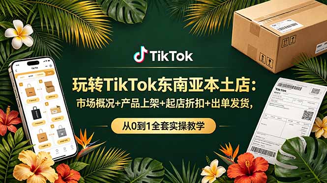 玩转TikTok东南亚本土店:市场概况+产品上架+起店折扣+出单发货,从0到1全套实操教学|副业联盟