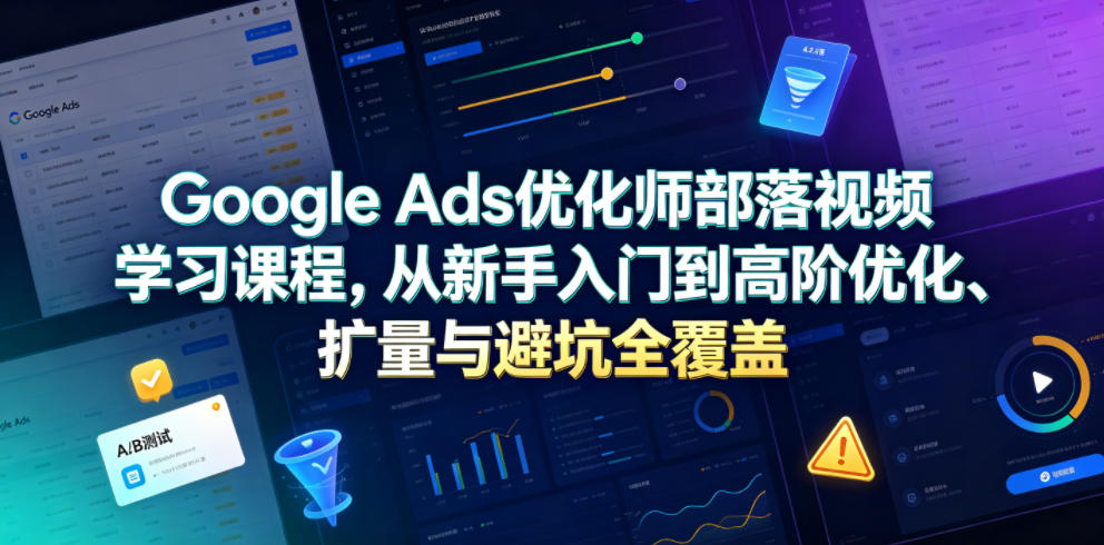 Google Ads优化师部落视频学习课程，从新手入门到高阶优化、扩量与避坑全覆盖(更新2026) - 副业联盟|副业联盟