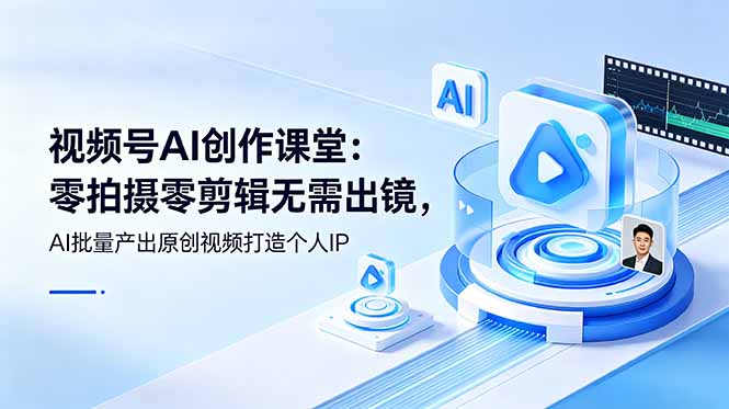 视频号AI创作课堂:零拍摄零剪辑无需出镜,AI批量产出原创视频打造个人IP|副业联盟