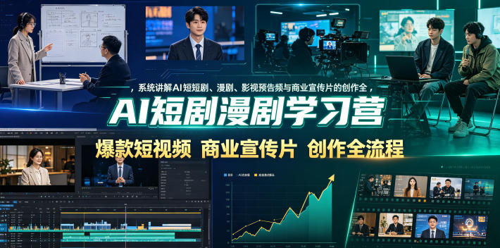 AI短剧漫剧学习营，系统讲解AI短剧、漫剧、影视预告片、爆款短视频与商业宣传片的创作全流程 - 副业联盟|副业联盟
