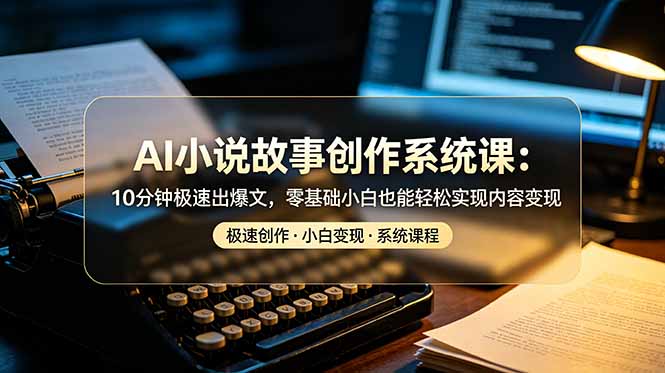 AI小说故事创作系统课:10分钟极速出爆文,零基础小白也能轻松实现内容变现|副业联盟