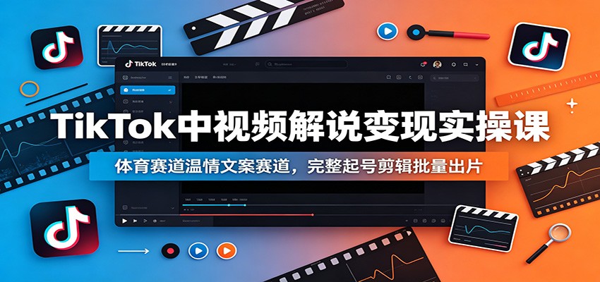 TikTok中视频解说变现实操课:体育赛道温情文案赛道,完整起号剪辑批量出片|副业联盟