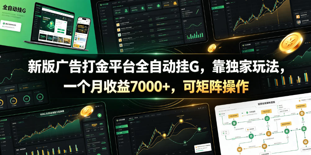 新版广告打金平台全自动挂G,靠独家玩法,一个月收益7000+,可矩阵操作【附全套脚本】【揭秘】|副业联盟