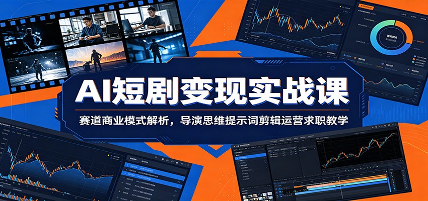 AI短剧变现实战课:赛道商业模式解析,导演思维提示词剪辑运营求职教学|副业联盟