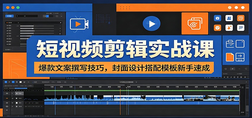 短视频剪辑实战课:爆款文案撰写技巧,封面设计搭配模板新手速成|副业联盟
