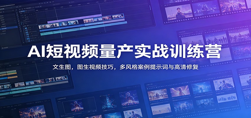 AI短视频量产实战训练营：文生图，图生视频技巧，多风格案例提示词与高清修复 - 副业联盟|副业联盟