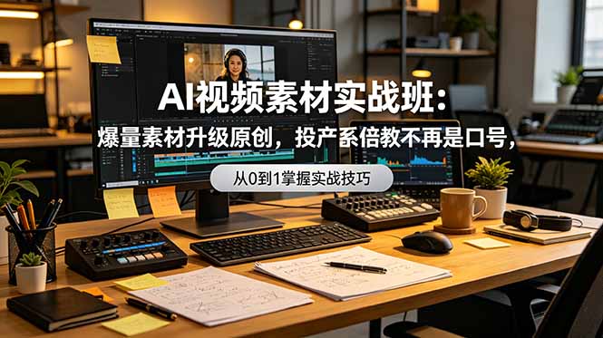 AI视频素材实战班:爆量素材升级原创,投产翻倍不再是口号,0-1系统教学实战落地|副业联盟