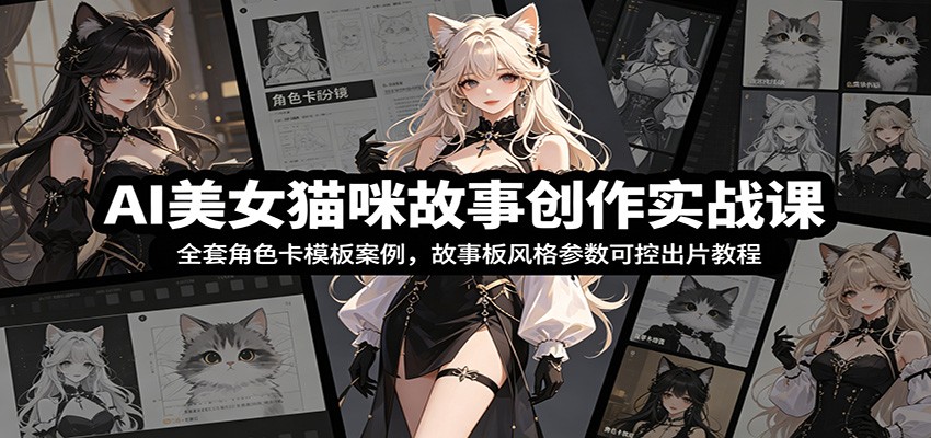 AI美女猫咪故事创作实战课:全套角色卡模板案例,故事板风格参数可控出片教程|副业联盟