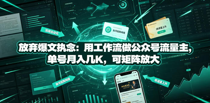 放弃爆文执念:用工作流做公众号流量主,单号月入几K,可矩阵放大