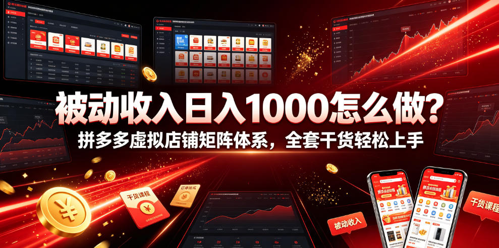 被动收入日入1000怎么做?拼多多虚拟店铺矩阵体系,全套干货轻松上手【揭秘】|副业联盟