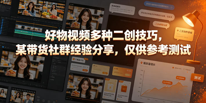 好物视频多种二创技巧,某带货社群经验分享,仅供参考测试|副业联盟
