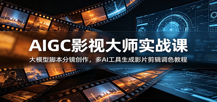AIGC影视大师实战课:大模型脚本分镜创作,多AI工具生成影片剪辑调色教程|副业联盟