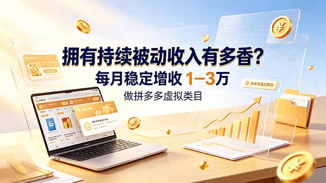 拥有持续被动收入有多香?做拼多多虚拟类目,每月稳定增收 1-3 万|副业联盟