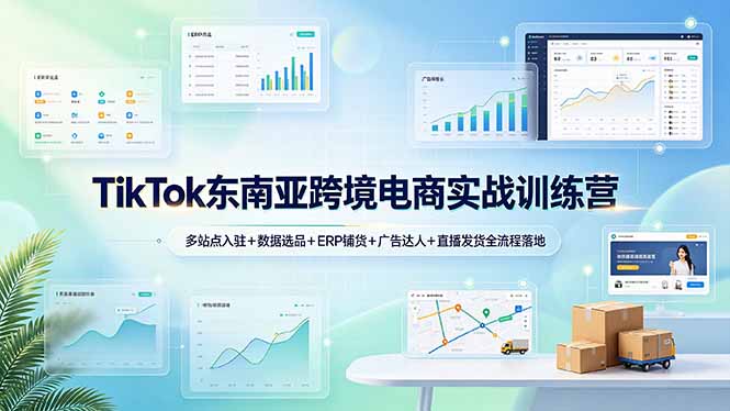 TikTok东南亚跨境电商实战训练营:多站点入驻+数据选品+ERP铺货+广告达人+直播发货全流程落地|副业联盟