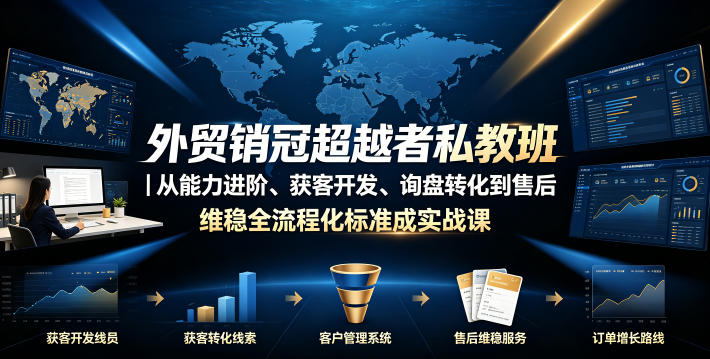 外贸销冠超越者私教班|从能力进阶、获客开发、询盘转化到售后维稳全流程标准化成交实战课|副业联盟