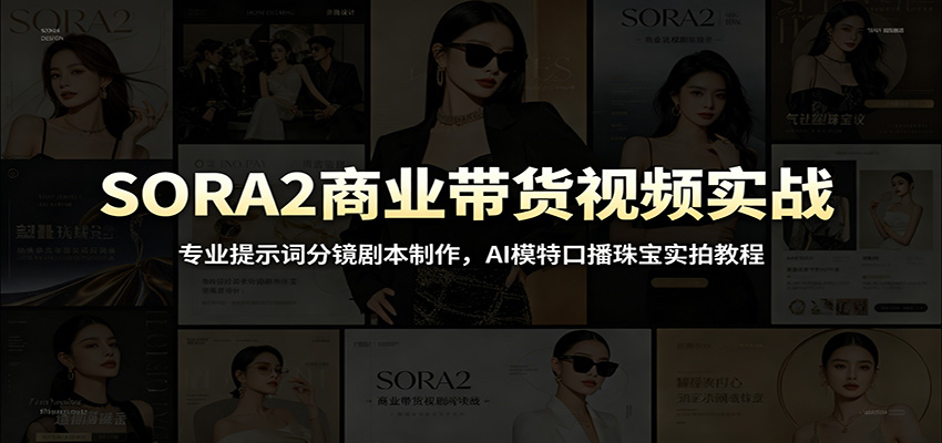 SORA2商业带货视频实战:专业提示词分镜剧本制作,AI模特口播珠宝实拍教程|副业联盟