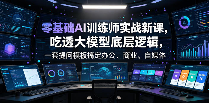 零基础AI训练师实战课，吃透大模型底层逻辑，一套提问模板搞定办公、商业、自媒体、设计、生活全场景AI落地应用 - 副业联盟|副业联盟